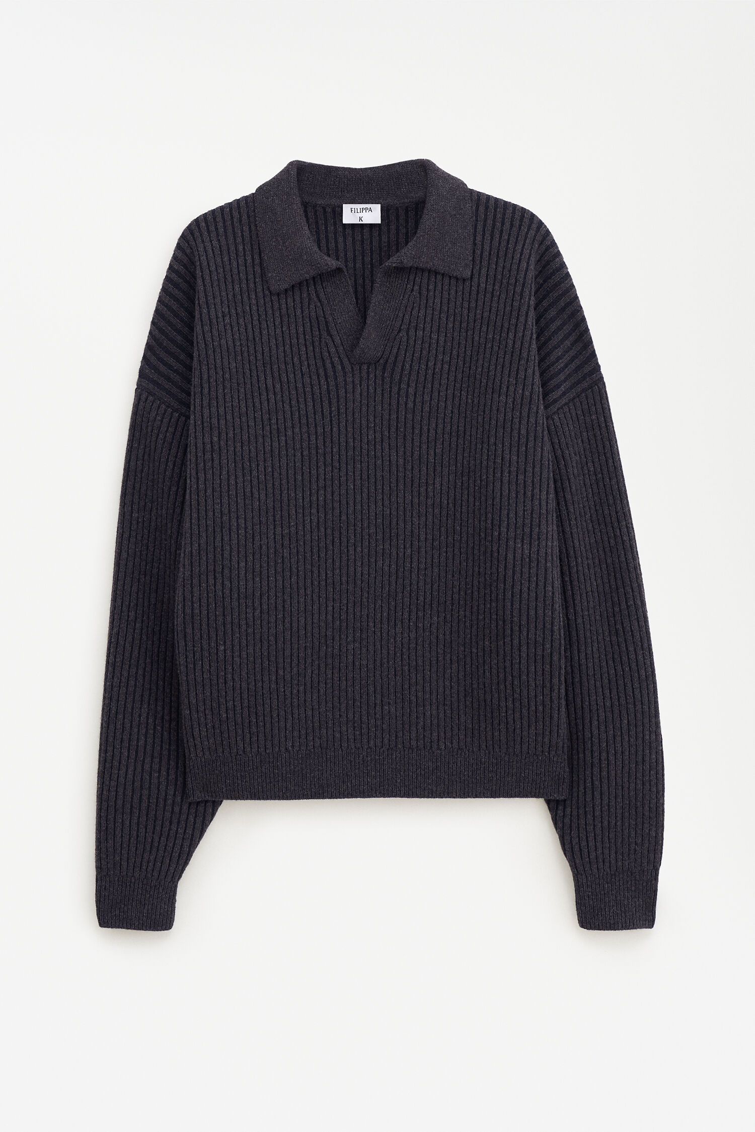 Ribbed Polo Shirt Mocha Navy Filippa K